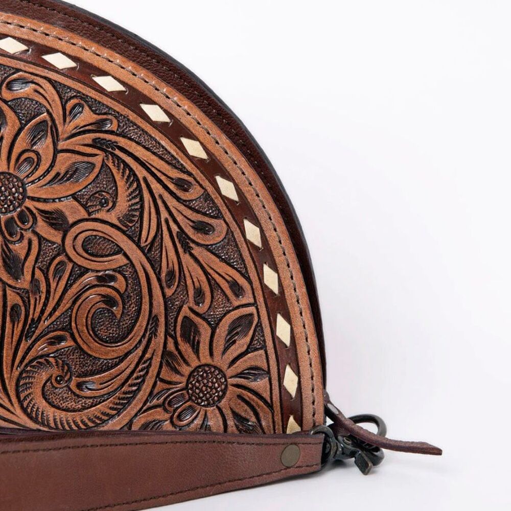 American Darling Leather Wristlet – Tooled Floral & Playing Card Motif - Picture 4 of 5